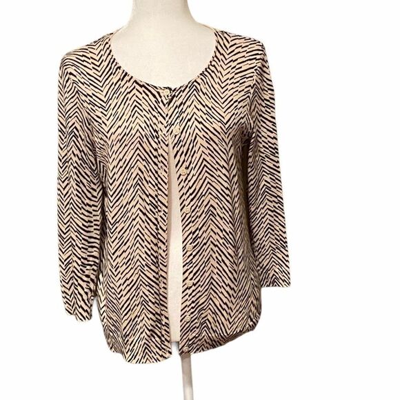 Loft Cardigan Size Medium Cream & Black - Picture 1 of 12